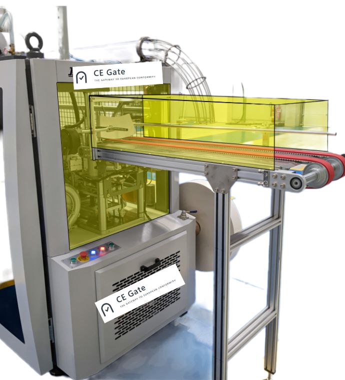 Detail of the guarding and safety measures added to the machine